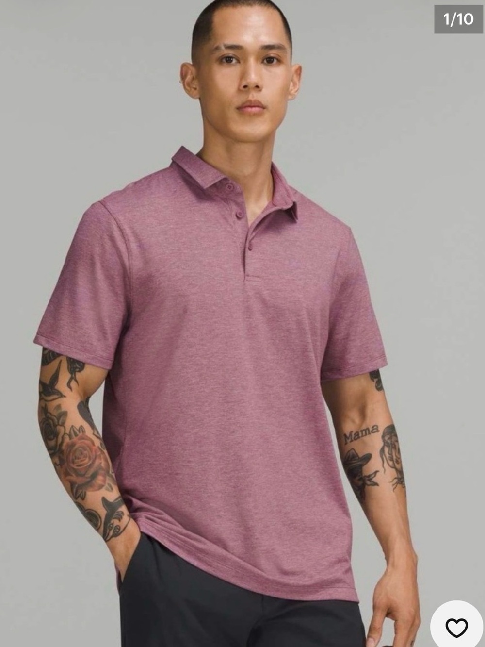 lululemon athletica Men’s Evolution Short Sleeve Polo Shirt Heather Plum L